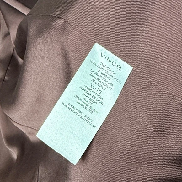 Vince Leather Shrunken Blazer Brown Size XL